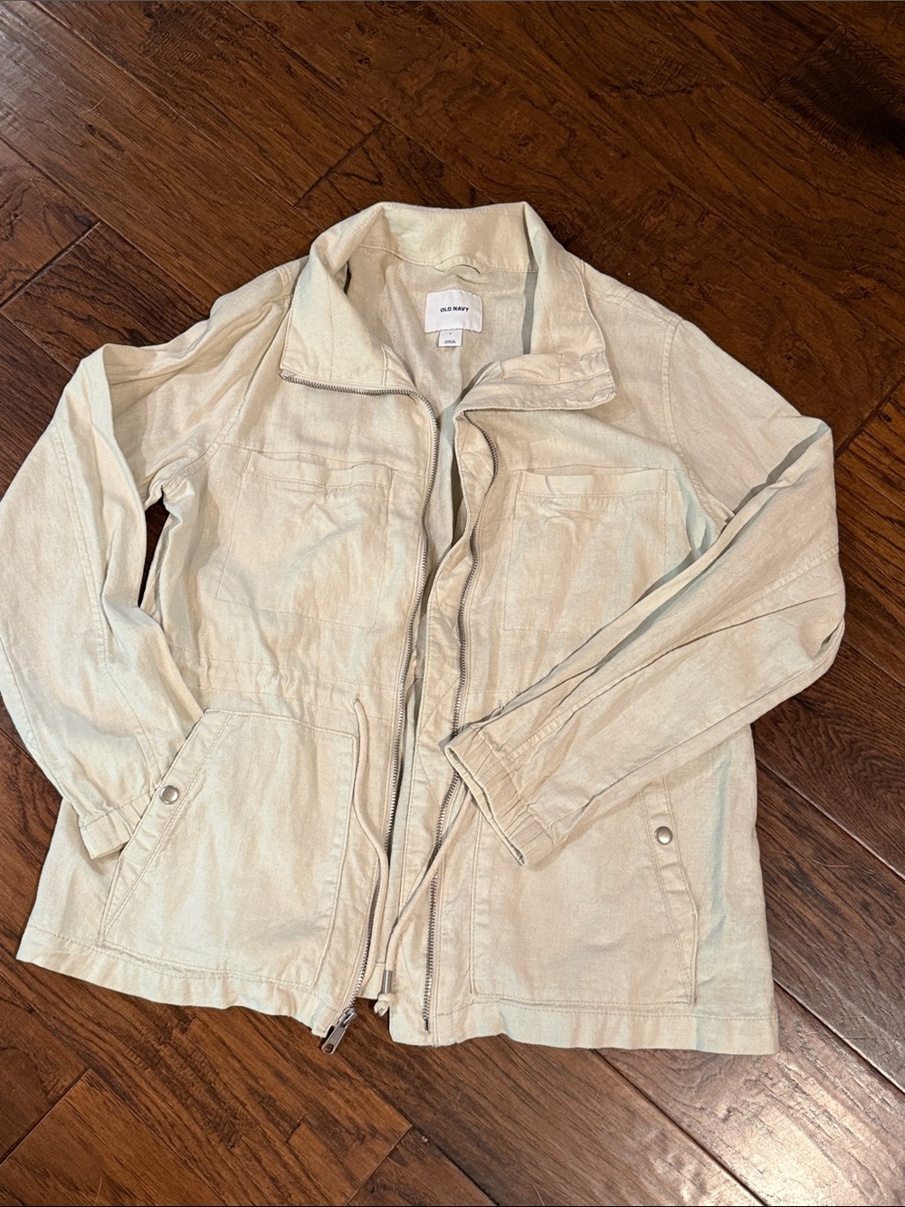 Old Navy Women's Light Cream Utility Jacket linen blend